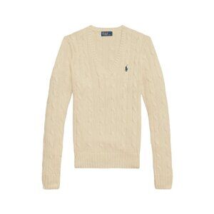 NWT Polo Ralph Lauren Cable-Knit Cotton V-neck Sweater in Parchment Pullover M